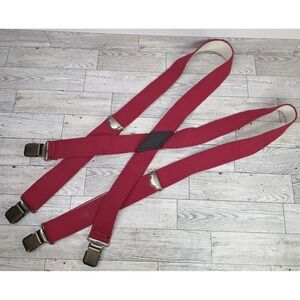 C.C. Filson Suspenders Style 201 Red Elastic Leather Size Long Logo Made USA